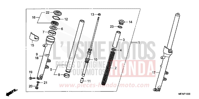 FRONT FORK for CBF1000 ABS PEARL SIENA RED (R320) from 2009